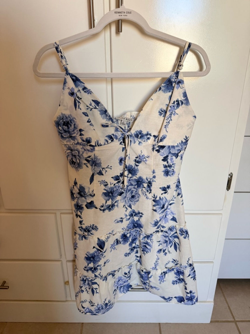 Haute Monde Blue and White Floral Mini Dress